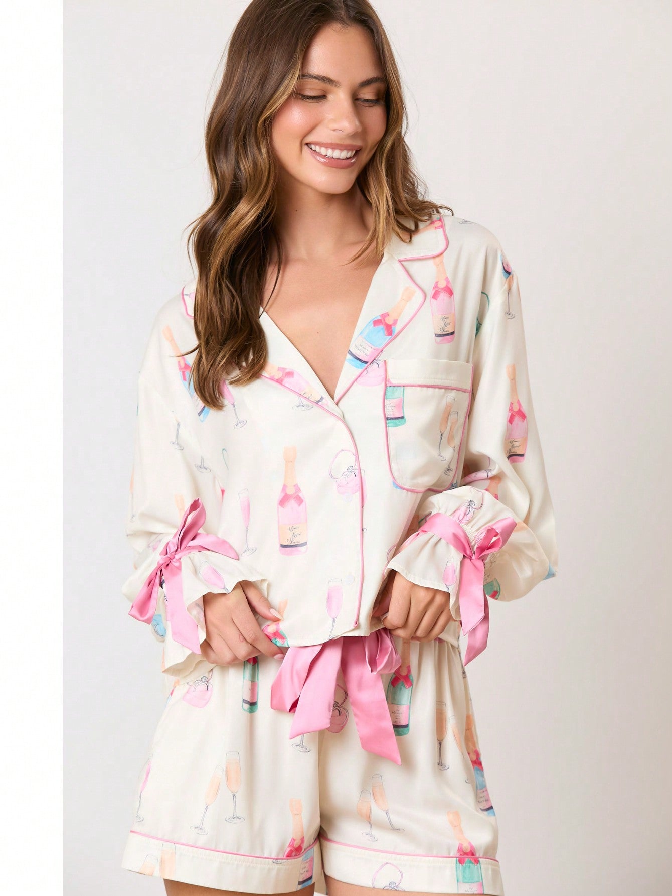 MARTINI - Pajama Set – long Sleeve Top & Shorts